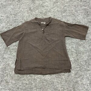 Enfold Laid Back Brown Casual Shirt With Button Detail Best Fits Size M